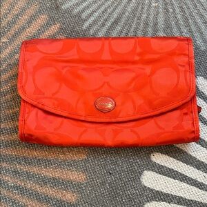 COACH ORANGE HANGING TOILETRY/COSMETICS BAG